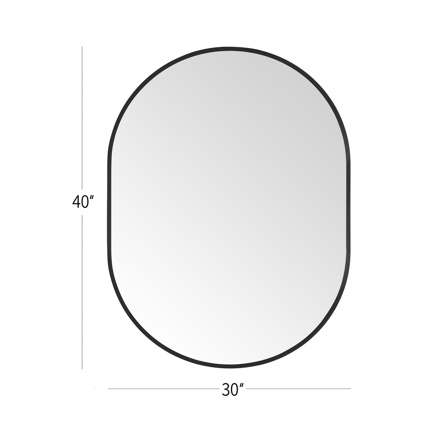 Wall Mirror 30x40" Modern Matte Black Framed Oval