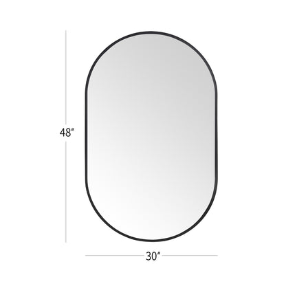 Wall Mirror 30x48" Modern Matte Black Framed Oval