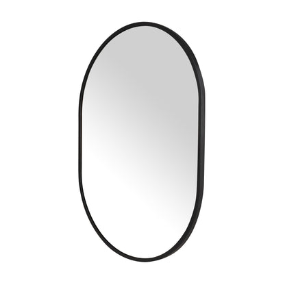 Wall Mirror 36x48" Modern Matte Black Framed Oval