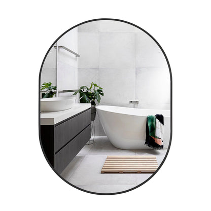 Wall Mirror 36x48" Modern Matte Black Framed Oval