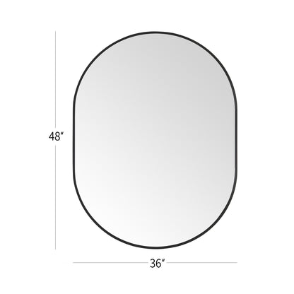 Wall Mirror 36x48" Modern Matte Black Framed Oval