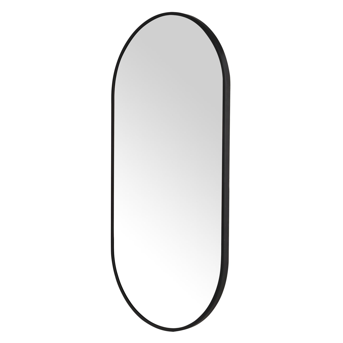 Wall Mirror 30x60" Modern Matte Black Framed Oval