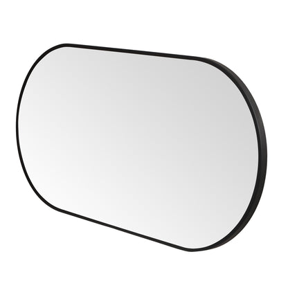 Wall Mirror 30x60" Modern Matte Black Framed Oval