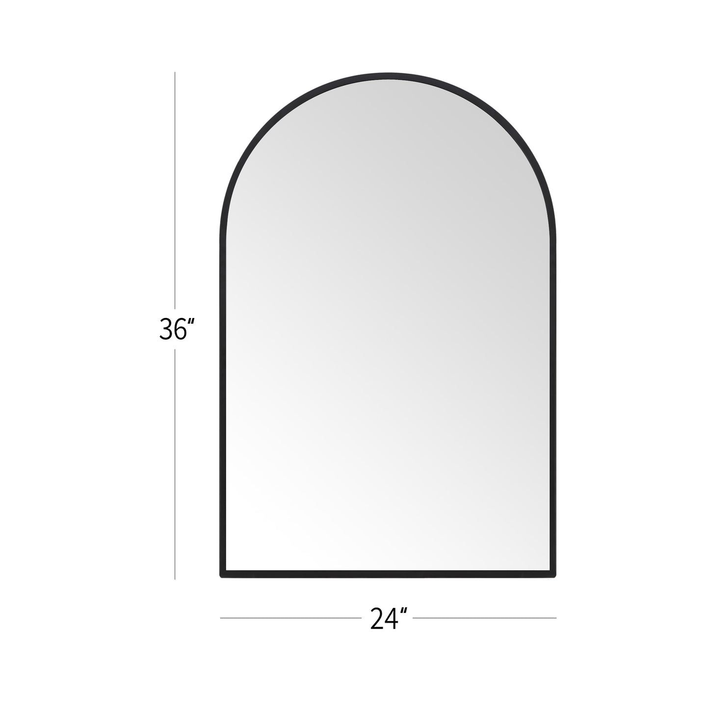 Wall Mirror 24x36" Modern Black Framed Arched Design