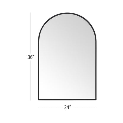 Wall Mirror 24x36" Modern Black Framed Arched Design