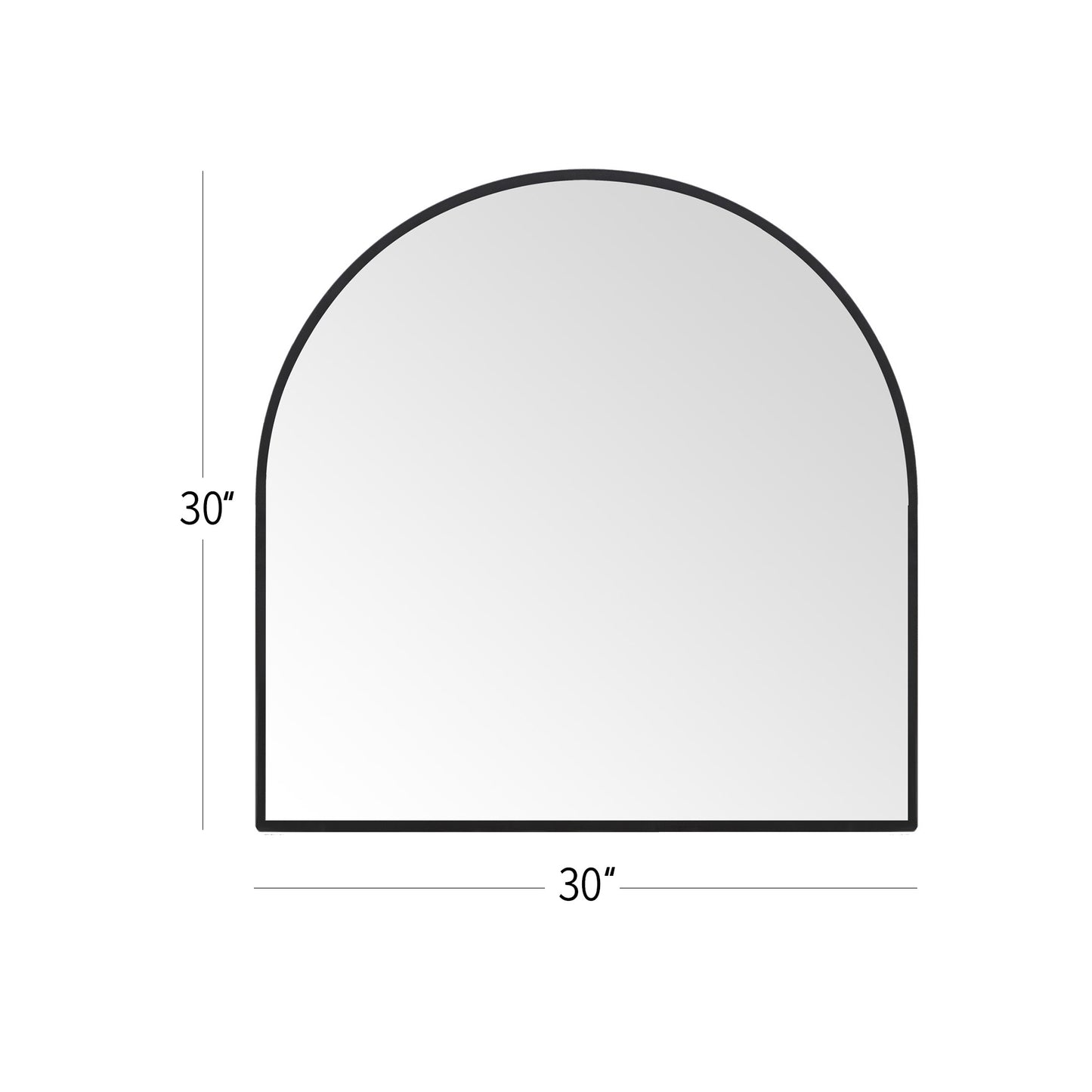 Wall Mirror 30x30" Modern Black Framed Arched Design