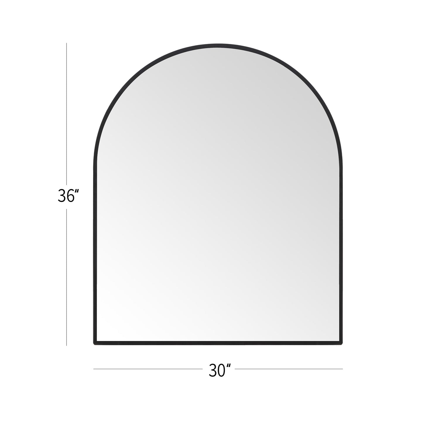 Wall Mirror 30x36" Modern Black Framed Arched Design