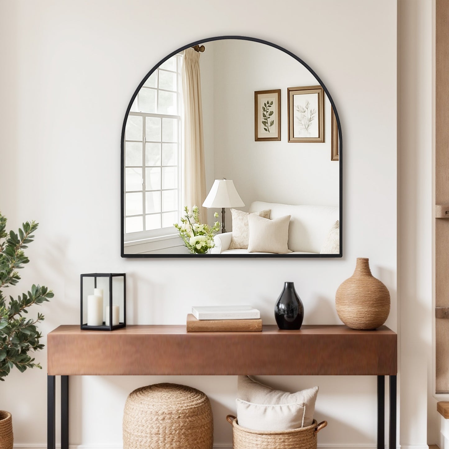 36" x 36" Black Arched Wall Mirror – EbonyArch Modern Statement Mirror