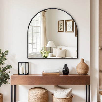 36" x 36" Black Arched Wall Mirror – EbonyArch Modern Statement Mirror