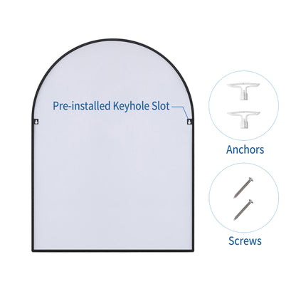 30" x 40" Black Arched Wall Mirror – EbonyArch Modern Vanity Mirror