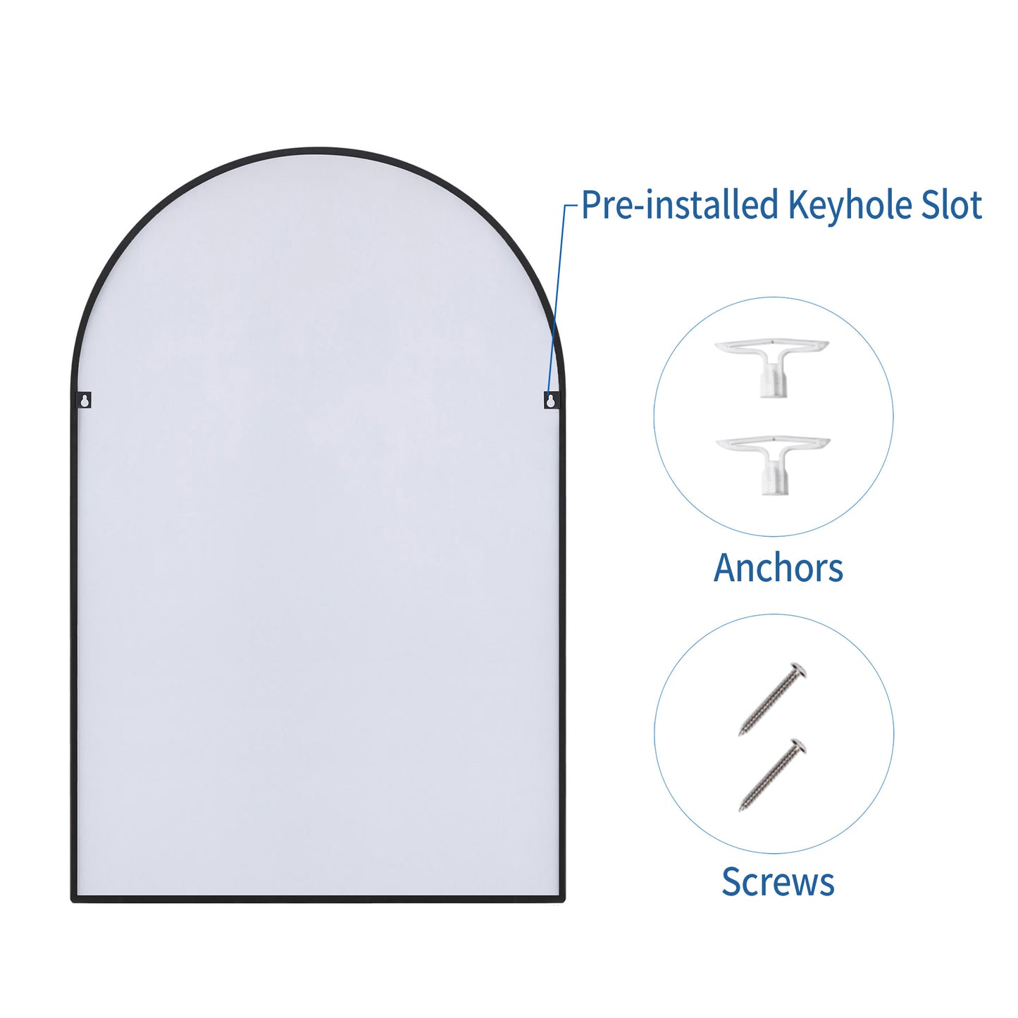 30" x 48" Black Arched Wall Mirror – EbonyArch Tall Vanity Mirror