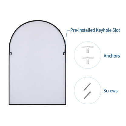Wall Mirror 36x55" Modern Black Framed Arched Design
