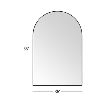 Wall Mirror 36x55" Modern Black Framed Arched Design
