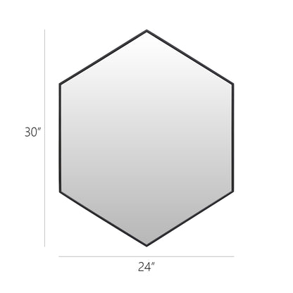 Wall Mirror 24x30" Modern Black Hexagon Framed Mirror