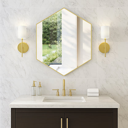Wall Mirror 24x30" Modern Gold Hexagon Framed Mirror