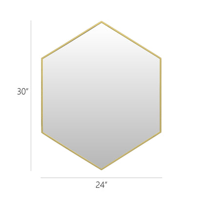 Wall Mirror 24x30" Modern Gold Hexagon Framed Mirror