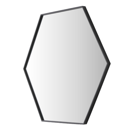 Wall Mirror 24x34" Modern Black Hexagon Framed Mirror