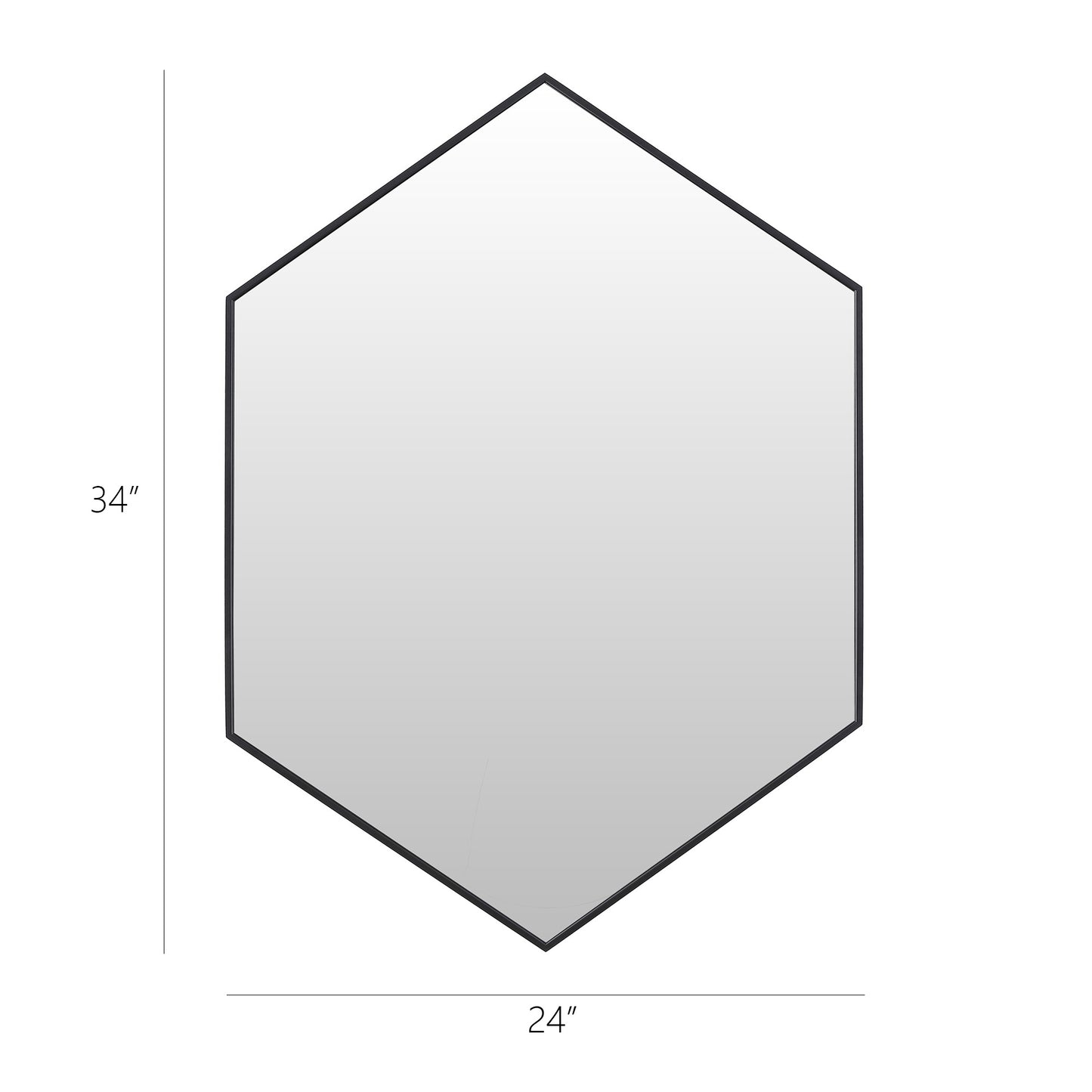 Wall Mirror 24x34" Modern Black Hexagon Framed Mirror