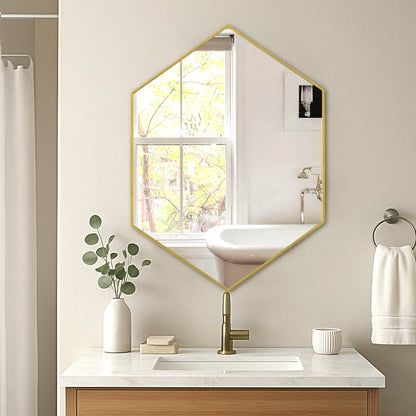 24" x 34" Gold Wall Mirror – Modern Framed Vanity Mirror