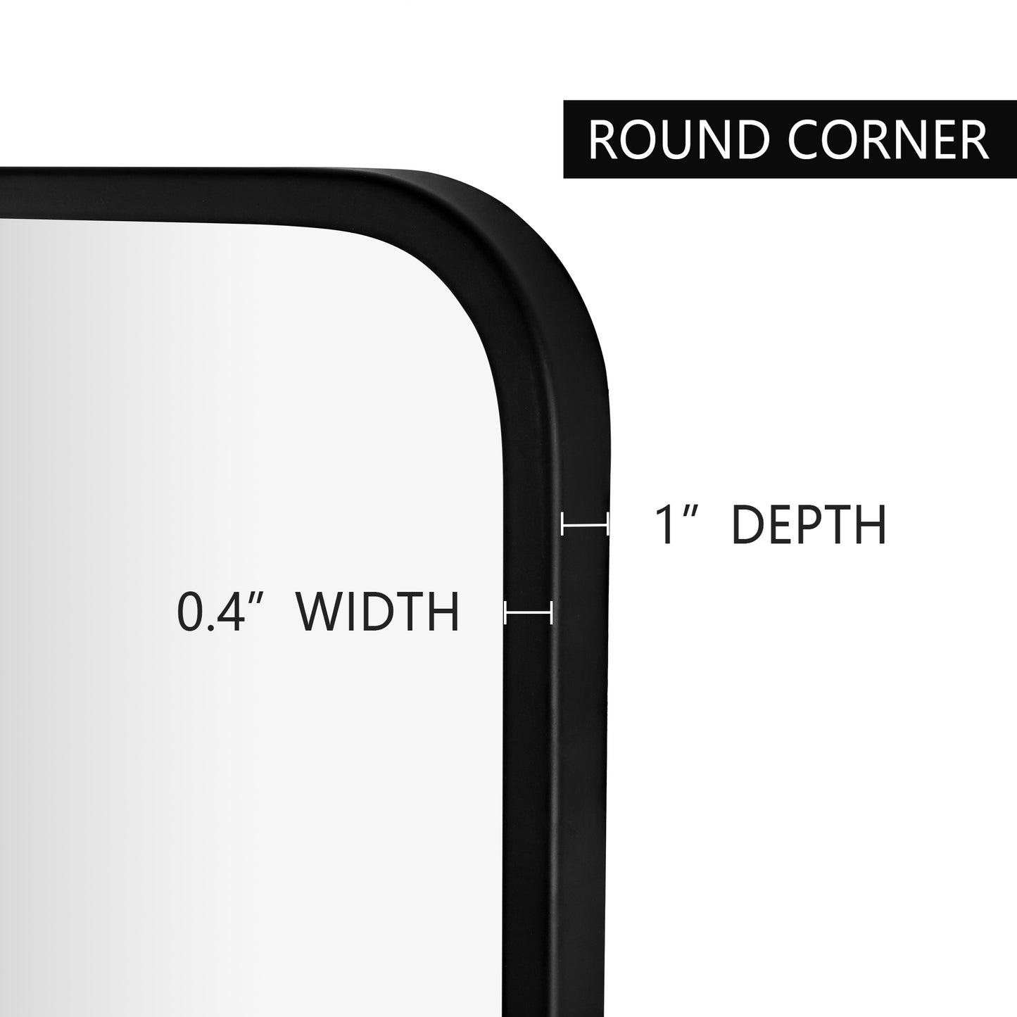 Wall Mirror 48x36" Black Framed Soft Corner Beveled Glass