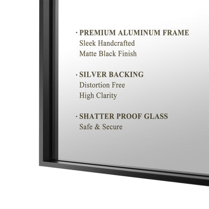 Wall Mirror Modern 36x36" Black Framed Beveled Glass
