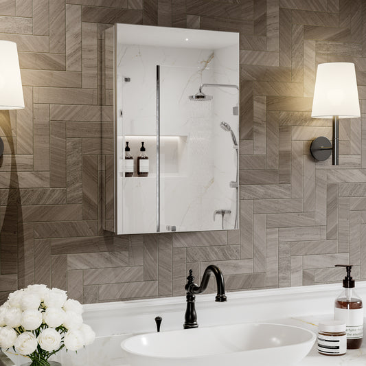 Medicine Cabinet 16x24" Recessed or Surface Mount Mirrored