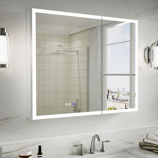 Medicine Cabinet 36x30" Frameless Double LED Anti-Fog Mirror