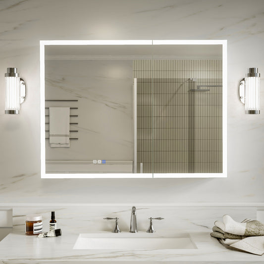 Medicine Cabinet 40x30" Frameless Double LED Anti-Fog Mirror