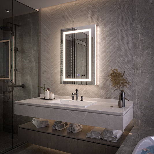 Medicine Cabinet 24x36" LED Inset Anti-Fog Mirrored Storage