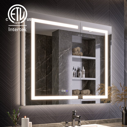 42" x 36" LED Medicine Cabinet Mirror – Anti-Fog, Dimmable, Recessed or Surface Mount, Magnifier