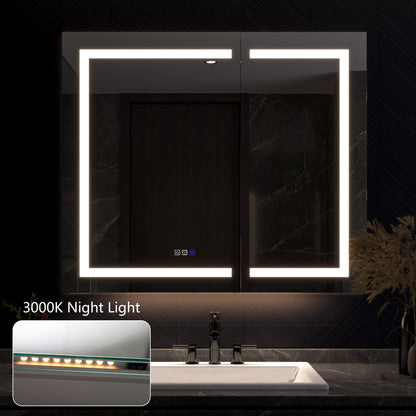 42" x 36" LED Medicine Cabinet Mirror – Anti-Fog, Dimmable, Recessed or Surface Mount, Magnifier