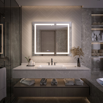 42" x 36" LED Medicine Cabinet Mirror – Anti-Fog, Dimmable, Recessed or Surface Mount, Magnifier