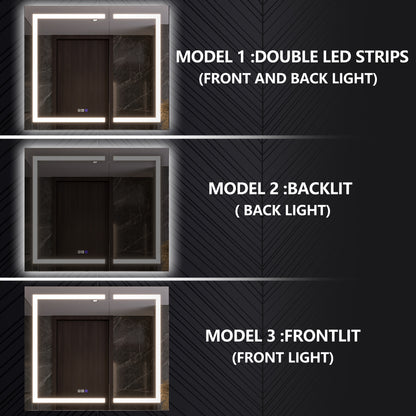 42" x 36" LED Medicine Cabinet Mirror – Anti-Fog, Dimmable, Recessed or Surface Mount, Magnifier