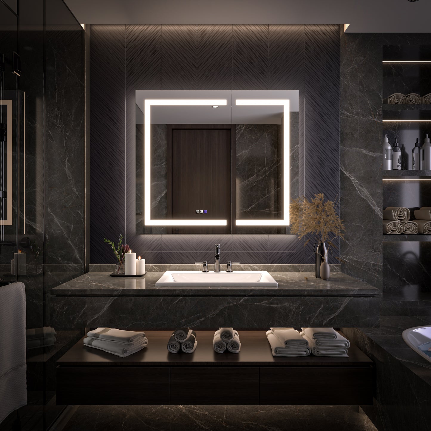 42" x 36" LED Medicine Cabinet Mirror – Anti-Fog, Dimmable, Recessed or Surface Mount, Magnifier