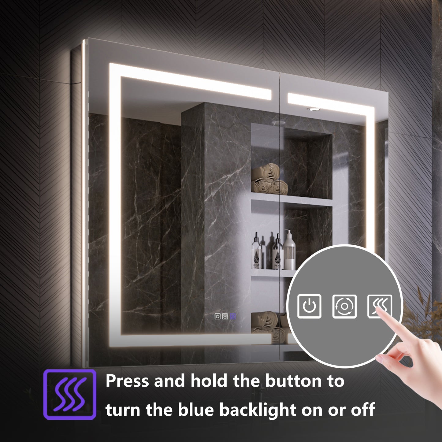 42" x 36" LED Medicine Cabinet Mirror – Anti-Fog, Dimmable, Recessed or Surface Mount, Magnifier