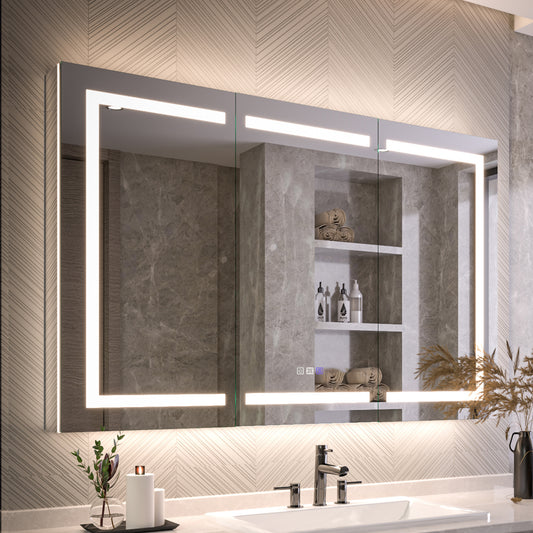 Medicine Cabinet 54x36" LED Inset Anti-Fog Mirrored Storage