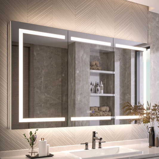 Medicine Cabinet 60x36" LED Inset Mirrored Anti-Fog Storage