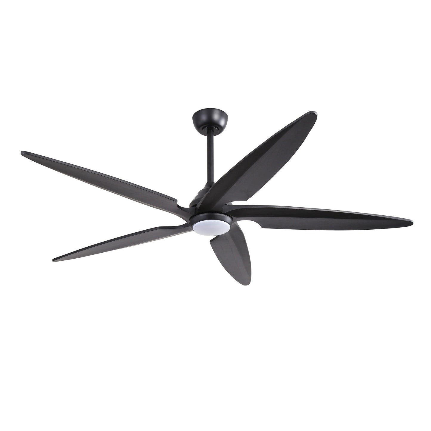 64" Matte Black Ceiling Fan with LED Light and Remote – Modern Large Room Fan