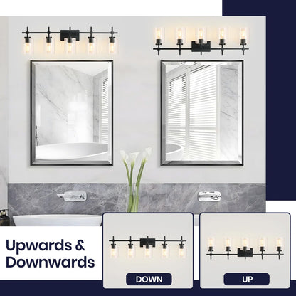 Jasper Black Clear Glass 5-Light Bathroom Vanity Light