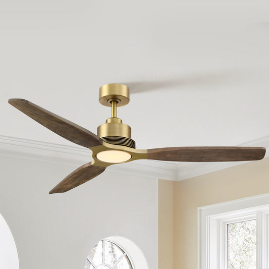 56" Gold Farmhouse Ceiling Fan with Light & Remote – 5-Blade, Quiet DC Motor, Indoor/Outdoor