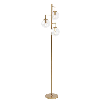 Floor Lamp Modern Brass 70" 3-Light Clear Glass Globes