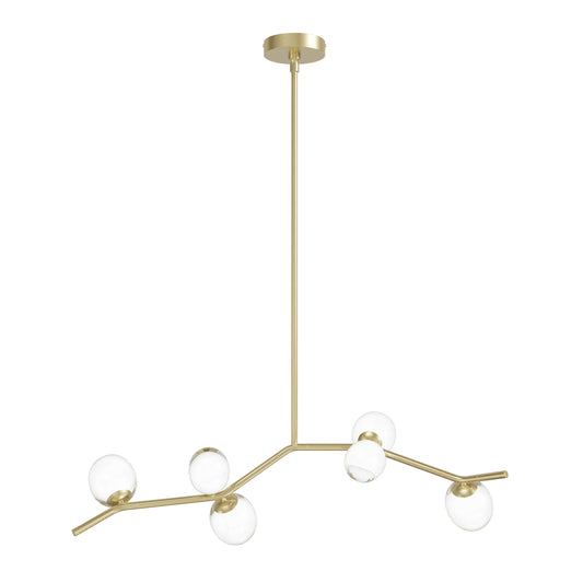 Hampton 6-Light Brushed Brass with Clear Glass Chandelier