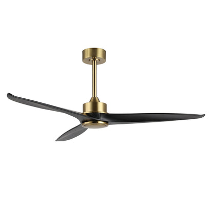 52" Gold and Black Ceiling Fan with Remote – Modern No Light Fan