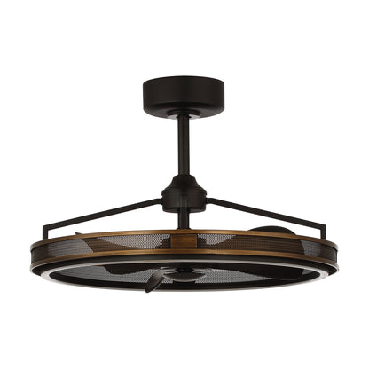 27" Modern Cage Ceiling Fan with Light & Remote – Matte Black, Quiet DC Motor, 3000K LED