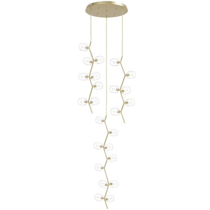 Hampton 24-Light Brushed Brass with Clear Glass Pendant Light