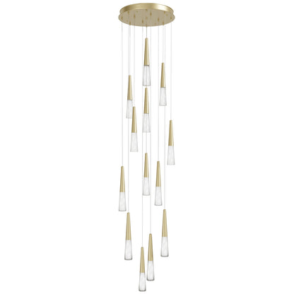 Encino 13-Light Crystal and Brushed Brass Pendant Light