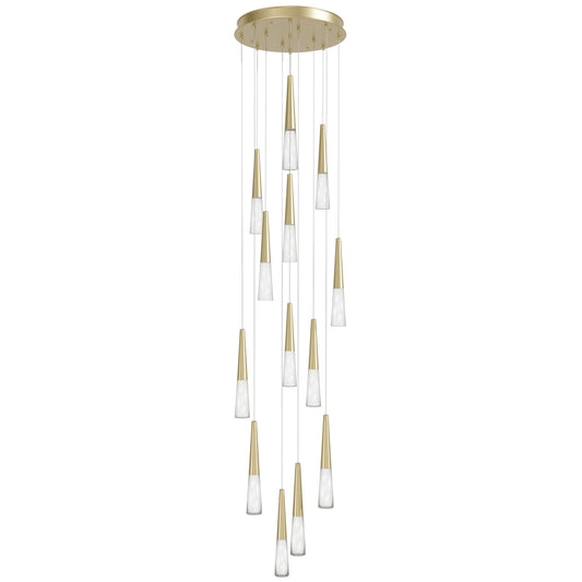 Encino 13-Light Crystal and Brushed Brass Pendant Light