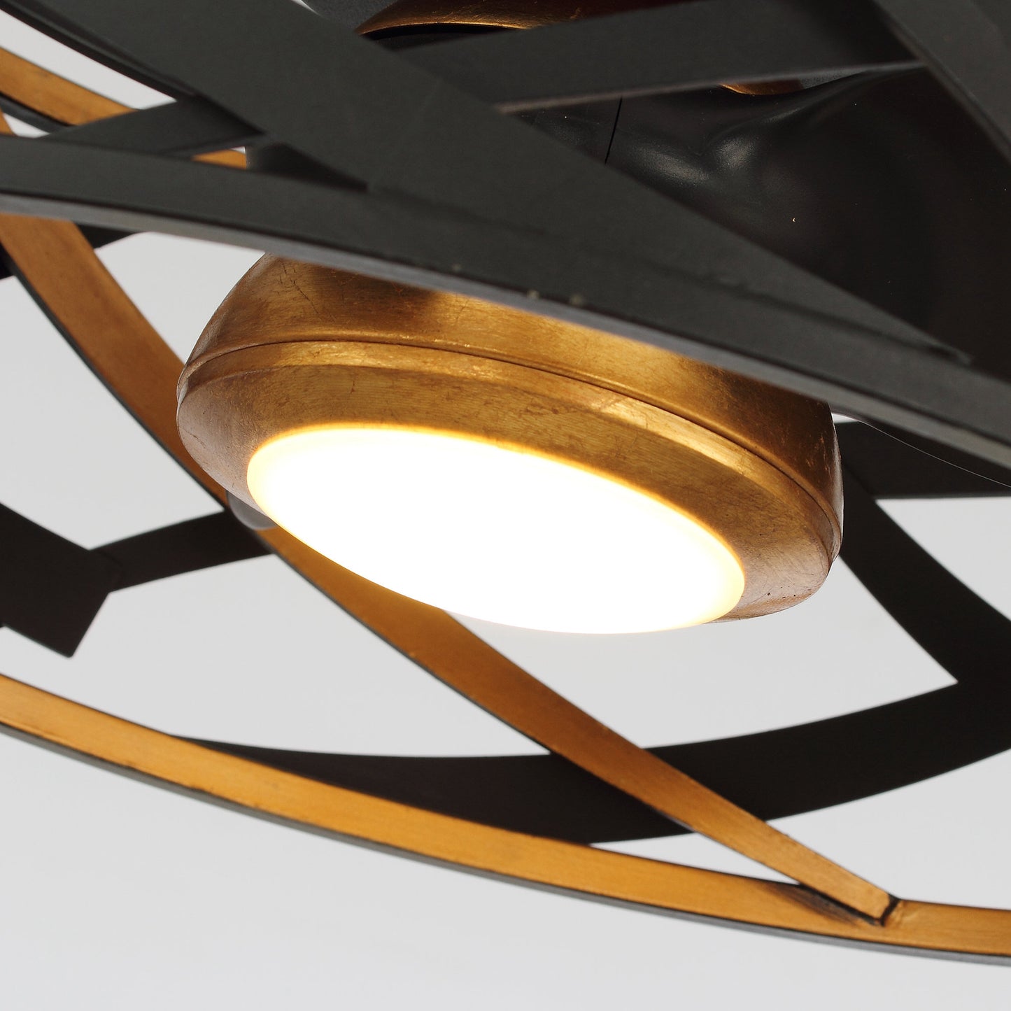 21" Modern Black Cage Ceiling Fan with LED Light