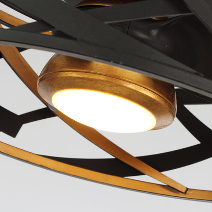 21" Modern Black Cage Ceiling Fan with LED Light