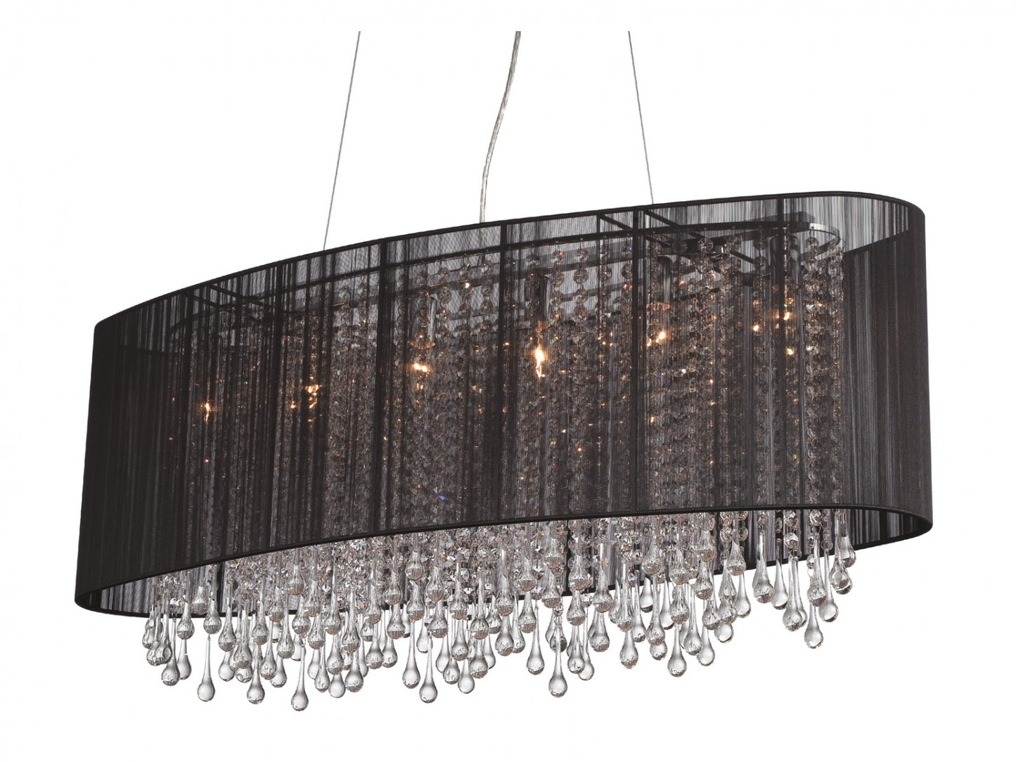 Beverly Dr. Traditional Oval Black Silk and Crystal Chandelier